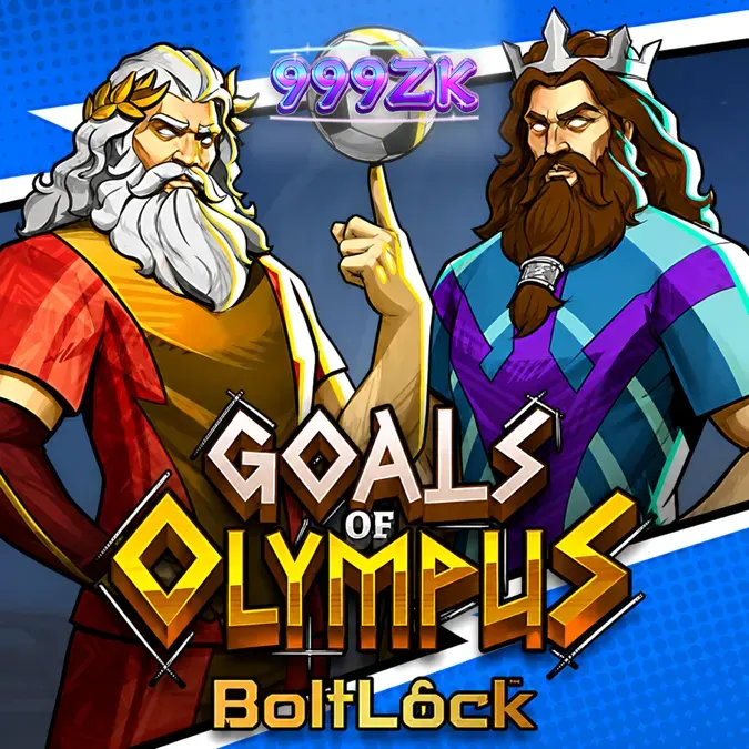 Tampilan visual grid permainan Goals of Olympus BoltLock dengan elemen mitologi dan sepak bola.
