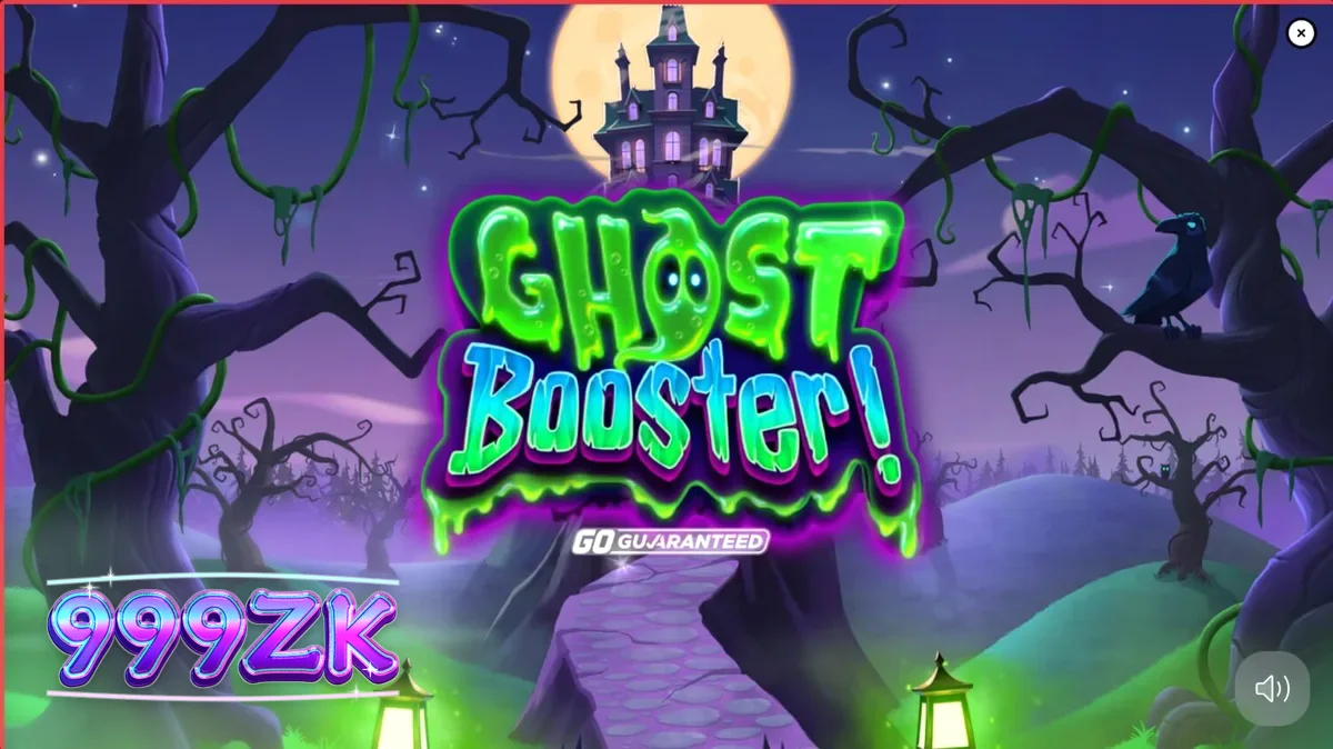 Tampilan visual slot Ghost Booster dengan tema Halloween yang ceria